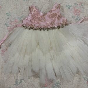 American Princess Baby Girl Pink Rhinestone Belt Dress 6 Months